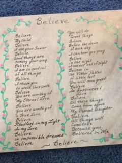 A piece of paper with the Believe 2 poem on it.