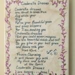 Decorative poem titled "Cinderella Dreams" on plaque.