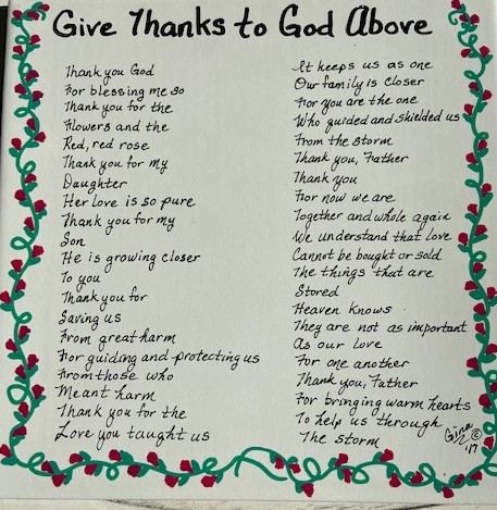 Give thanks To God Above