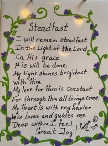 Decorative poem about steadfast faith in God.